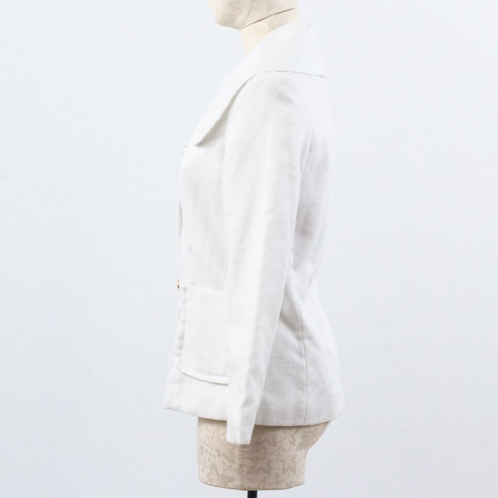 Vintage 50s 60s M Peter Pan Collar Jacket White - Picture 4 of 8